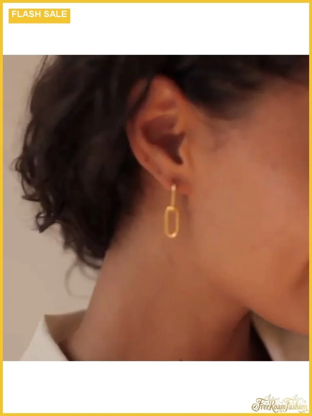 14K Gold Plated Paperclip Huggie Hoop Earrings Chunky Chain Link Earrings for